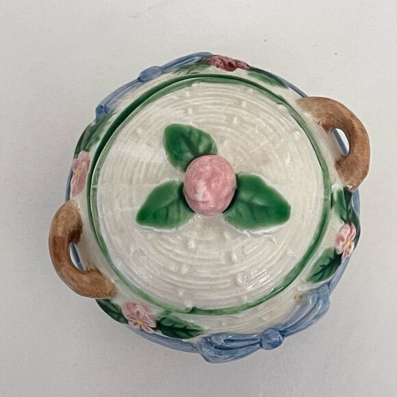 VTG 1985 Haldon Japanese Majolica Ceramic Ribbon Basketweave Teapot 3 Piece Set - Picture 9 of 16